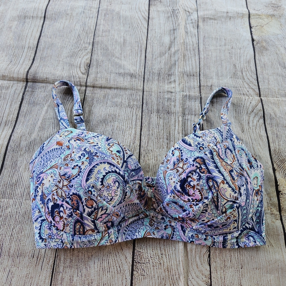 Victoria's Secret Paisley The Angel Convertible Ruched Biniki Top 36D - Picture 2 of 10